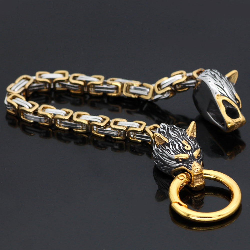 AliExpress new European and American wholesale Nordic wolf head emperor chain 8mm domineering bracelet multiple specifications jewelry wholesale