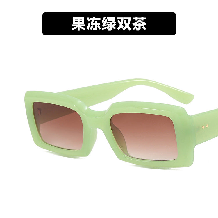 2022 new small frame rice nail sunglasses jelly color net red ins fashion square sunglasses cross-border sunglasses