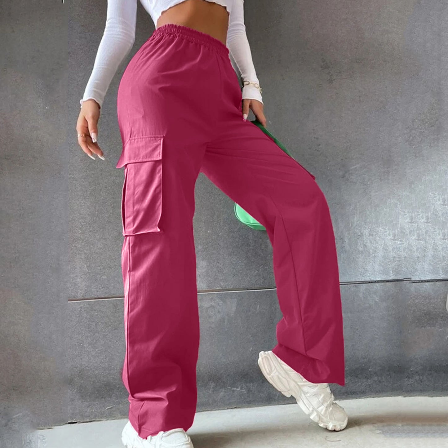 22024 Cross-border TEMU Amazon Spring Overalls Temperament Elegant Straight Trousers Loose Leg Trousers