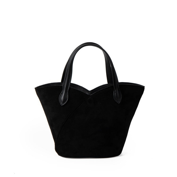 2023 new Korean version of the niche cross-border trade retro suede handbag female casual all-match basket bag