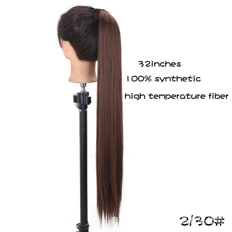 32 inches long straight hair foreign trade high temperature wig ponytail hair extension female long hair tie strap ponytail braid wig piece