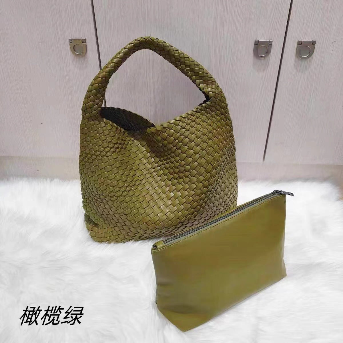 2024 new high-end hand-woven bag large-capacity shoulder tote bag underarm bag bucket bag mother-and-child bag trend