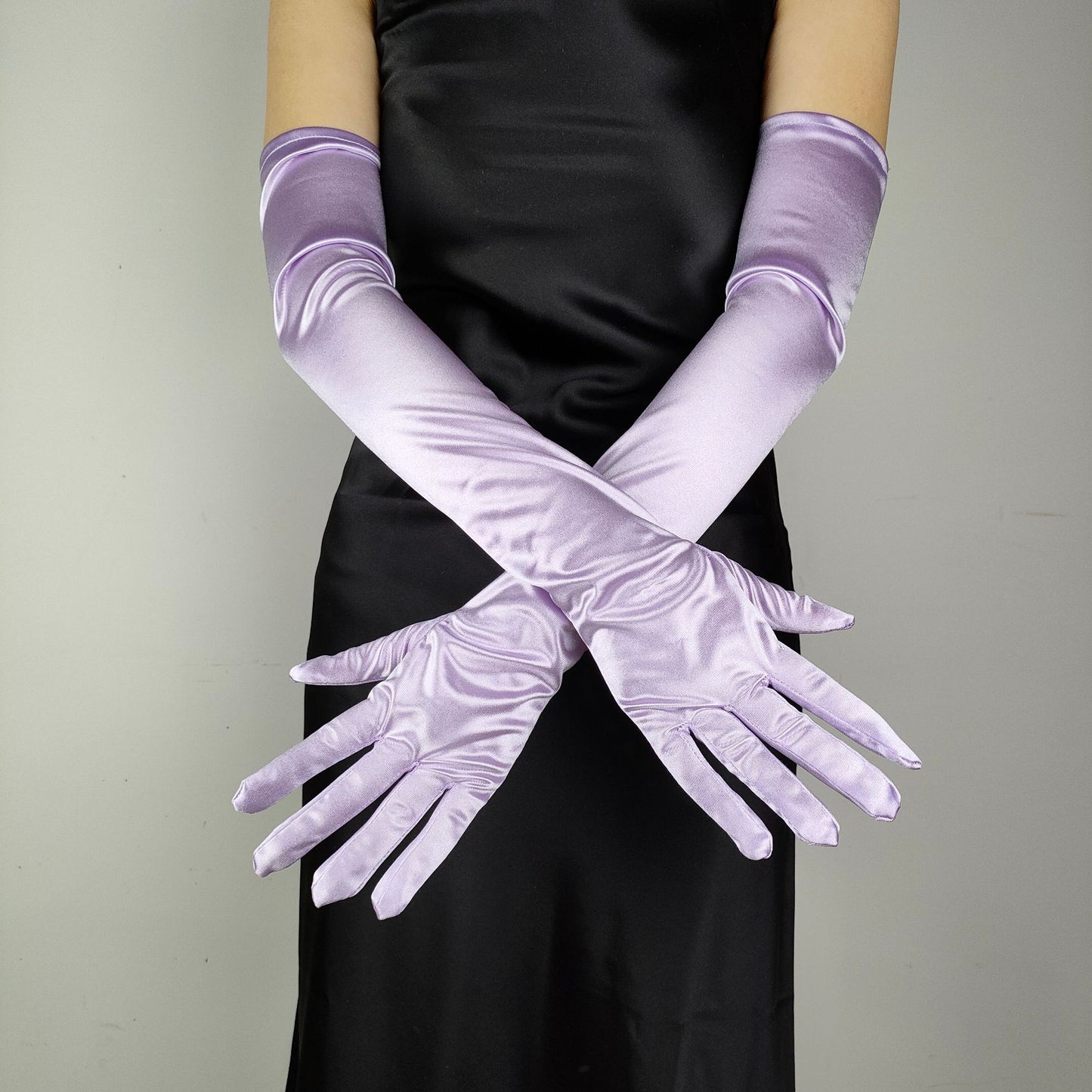 55CM long satin elastic satin gloves retro dress wedding photo accessories cosplay ladies gloves