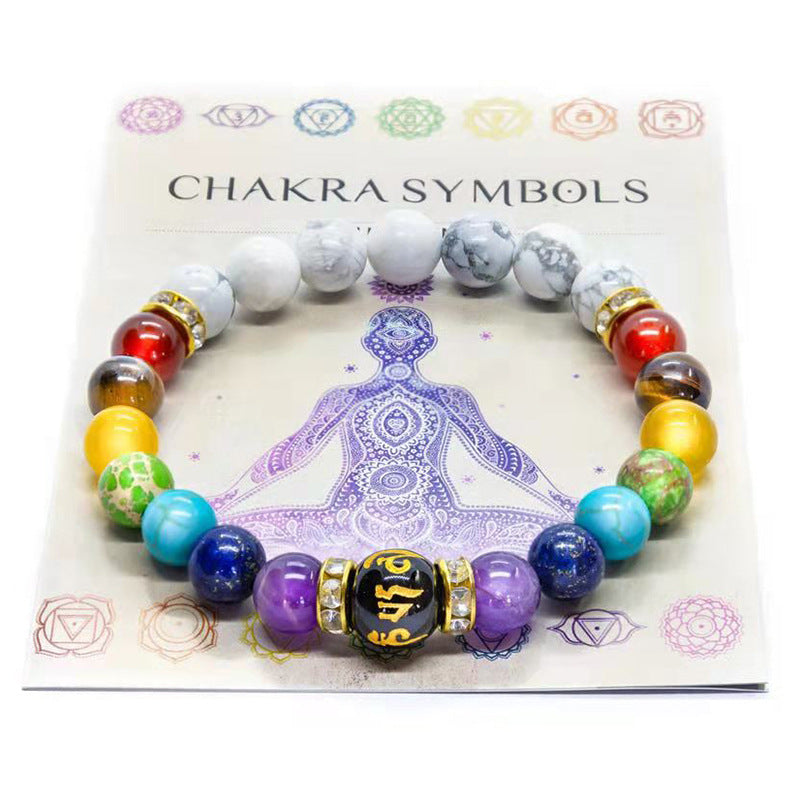 7 Chakra Yoga Fitness Meditation Proverbs Bracelet Women Cross-border Hot Sale Natural Stone Crystal Bracelet Women