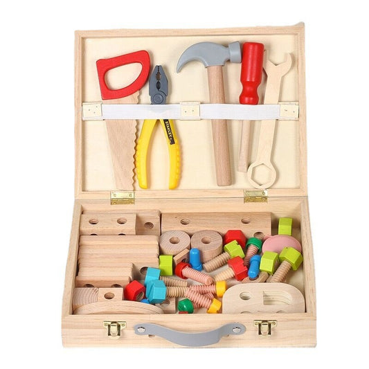 Wooden children's screws and nuts, boys and girls simulation play house DIY set toolbox toys