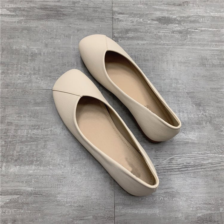 2023 autumn new Korean version square toe flat single shoes women's shallow mouth all-match grandma shoes all-match Mary Jane slip on