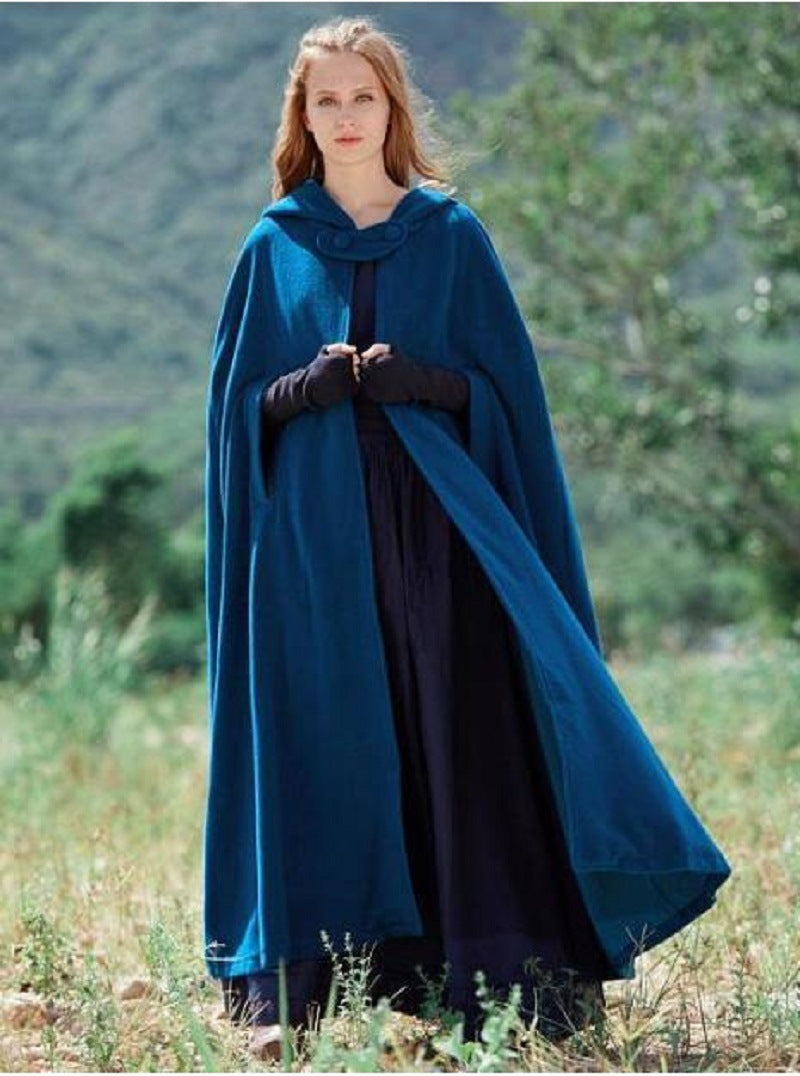 2020 autumn and winter AliExpress wishbay European and American five-color hooded shawl lengthened cloak coat wool coat women