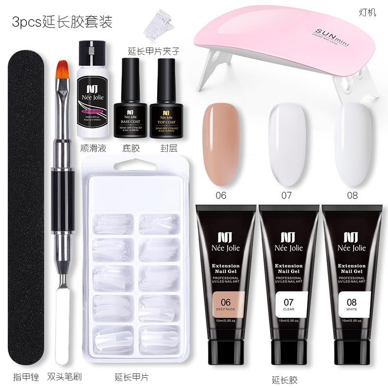 15ml nail extension glue set nail mold double-headed brush nail crystal extension glue set phototherapy gel