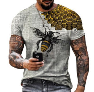 2023 new men's clothing casual digital printing trend T-shirt cross-border horror face digital printing 3DT T-shirt