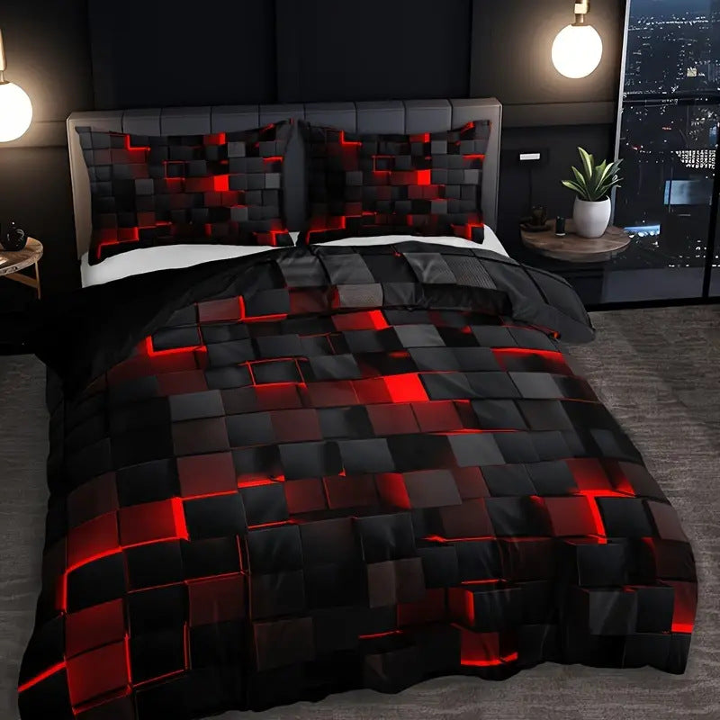 Abstract Grid Collection Quilt Cover Digital Print Bedding Set Soft Duvet Cover for Bedroom Guest Room