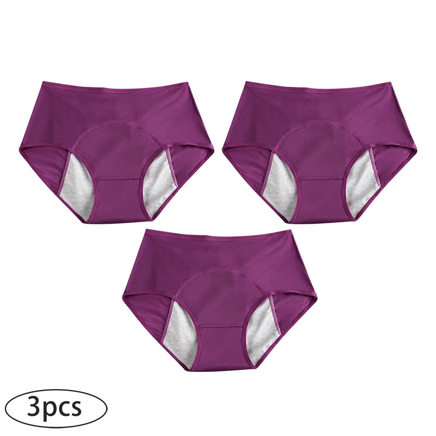 3-pack menstrual period panties for women, leak-proof and safe, high-waisted, breathable and sanitary panties for menstruation