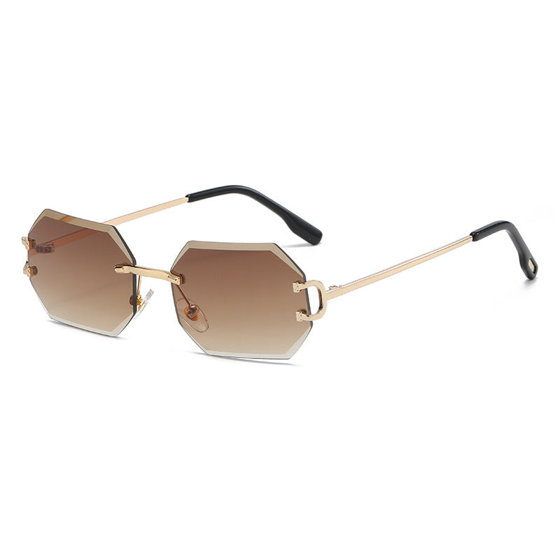 9205 octagonal frameless trimmed fashion sunglasses for women 2021 new European and American cross-border street shooting ins trendy sunglasses