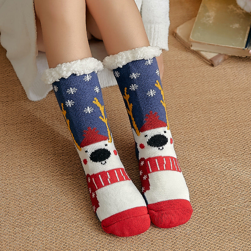 Winter Christmas socks floor socks snow socks confinement women plush coral fleece socks home sleeping socks carpet socks leg cover