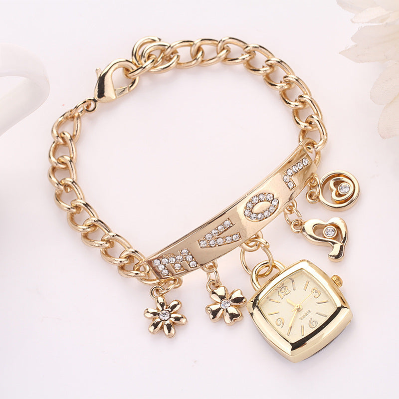 AliExpress foreign trade hot sale fashion alloy diamond pendant bracelet watch high-end ladies watch fashion watch