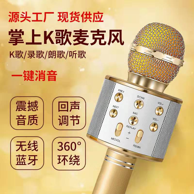 WS858 wireless Bluetooth microphone karaoke home karaoke handheld microphone integrated audio spot