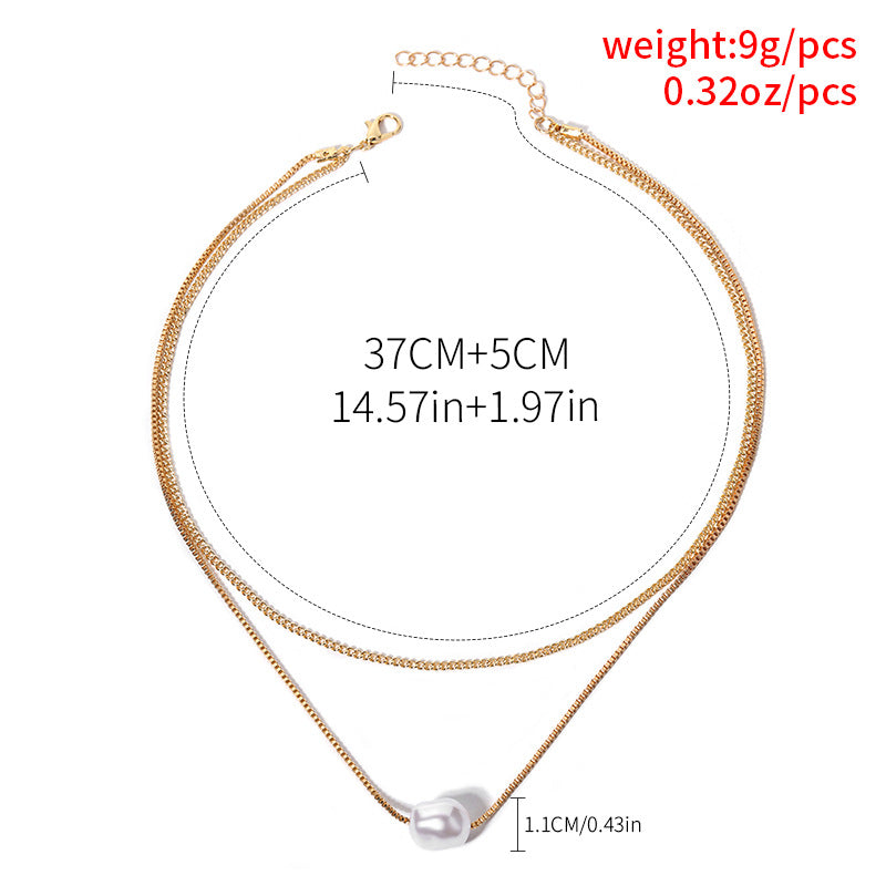 2023 new cross-border jewelry simple pearl clavicle chain women's fashion versatile alloy multi-layer necklace wholesale