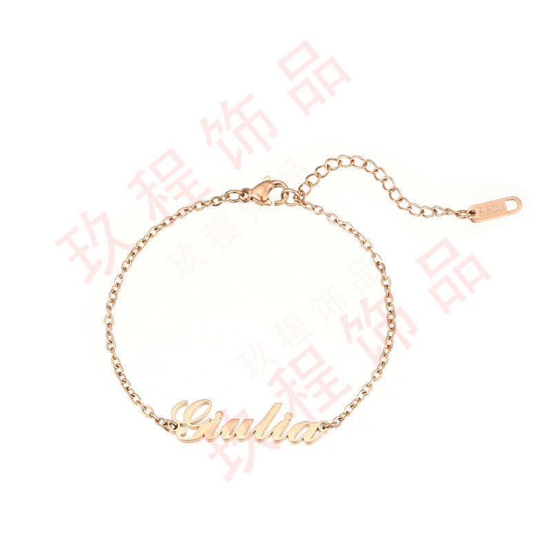 [One piece custom] Stainless steel English letter pendant electroplated with 18K gold customized name necklace bracelet