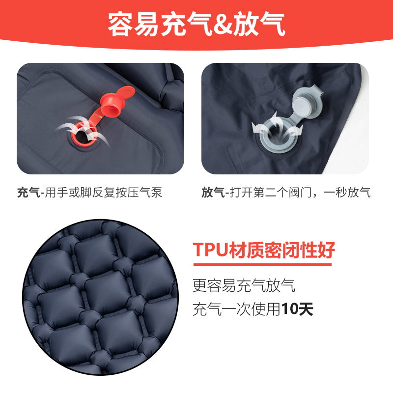 [One piece delivery] Outdoor camping inflatable sleeping pad TPU ultra-light press type air moisture-proof pad weight 590g