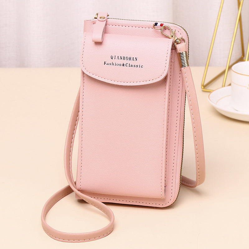 2023 new women's crossbody mobile phone bag wholesale large capacity multi-function solid color fashion simple shoulder small bag