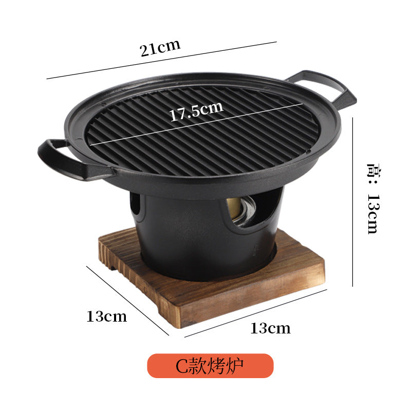 Zibo barbecue Japanese-style one-person barbecue stove household alcohol stove outdoor mini barbecue stove carbon barbecue plate