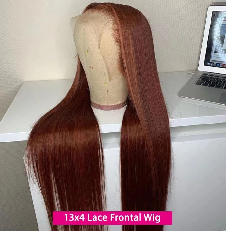 2024 new European and American lace wig long straight hair human hair wig straight front lace wig