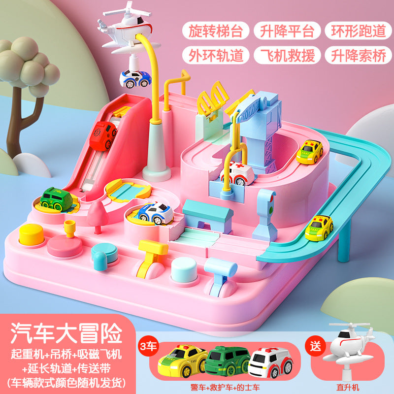 Wholesale Douyin Net Red Children's Girls Toys Rail Cars Cars Small Trains Big Adventure Puzzle Brains