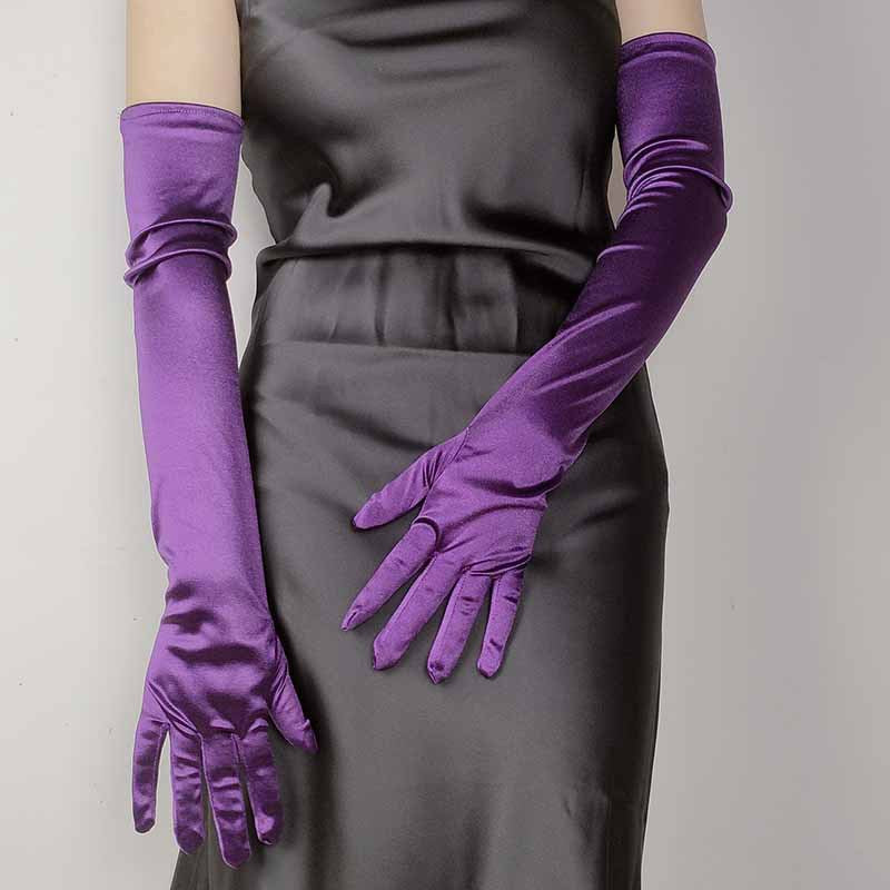 55CM long satin elastic satin gloves retro dress wedding photo accessories cosplay ladies gloves