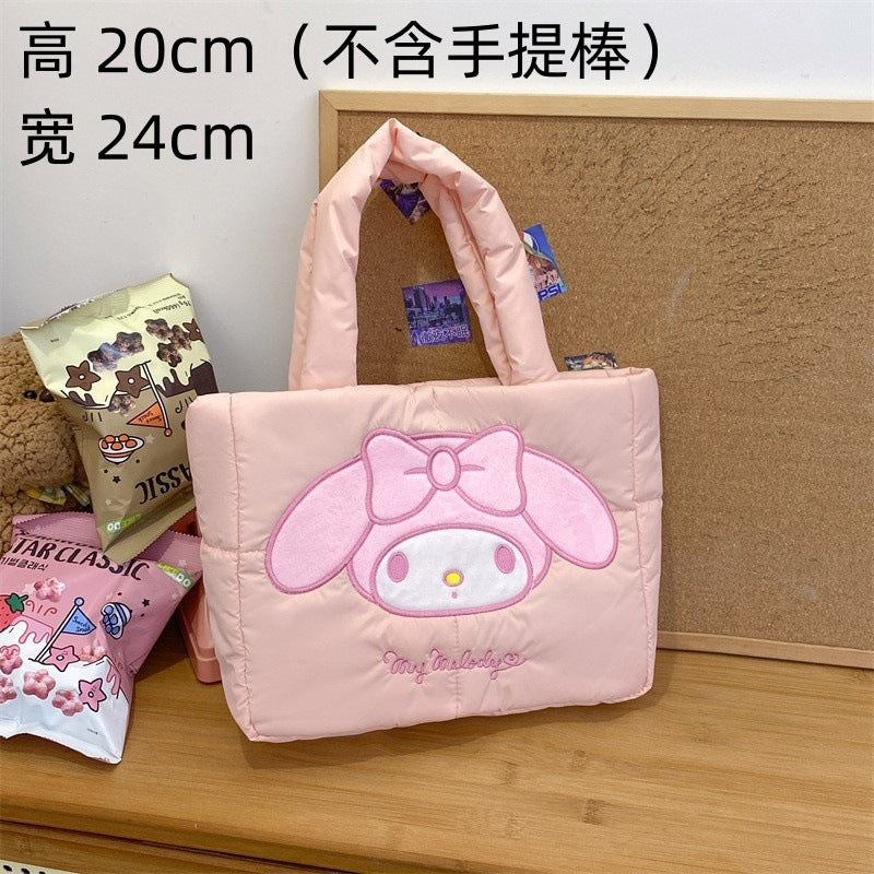 2023 New Cartoon Down Cloth Handbag Little Dog Shoulder Bag Cute Rabbit Tote Bag Birthday Gift