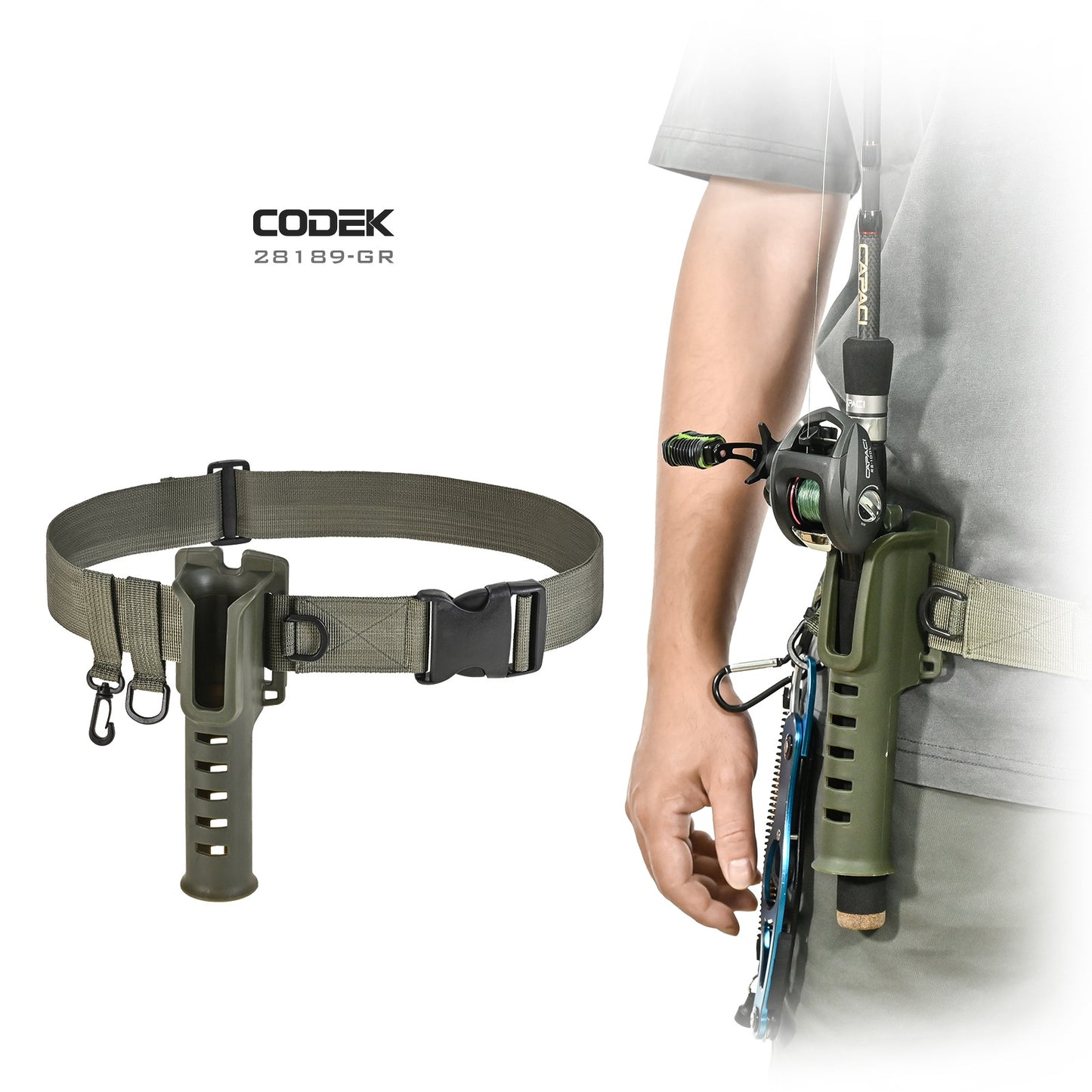 28189 CODEK [fishing rod belt bracket] Lu Yaji fishing waist hanging rod holder fixer fishing gear hanging buckle