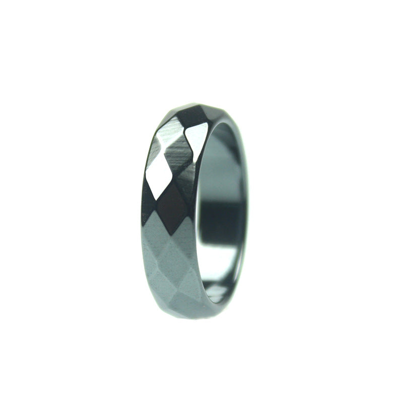 AliExpress wish cross-border black gallstone ring non-magnetic arc flat flat ring wide ring European and American simple men and women ring