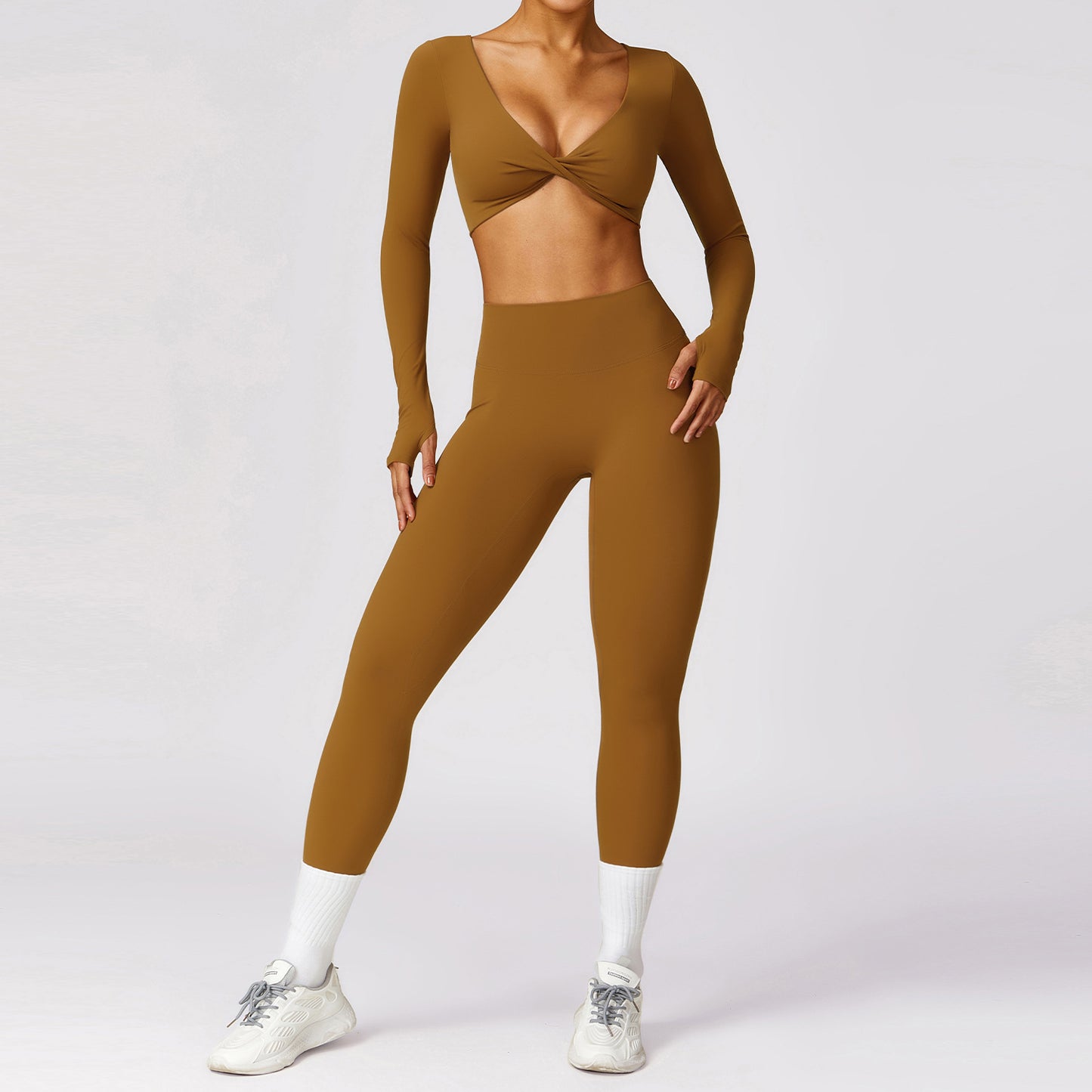 Zechuang sanded long-sleeved yoga suit sexy outerwear tight sports suit quick-drying running fitness clothes 8552