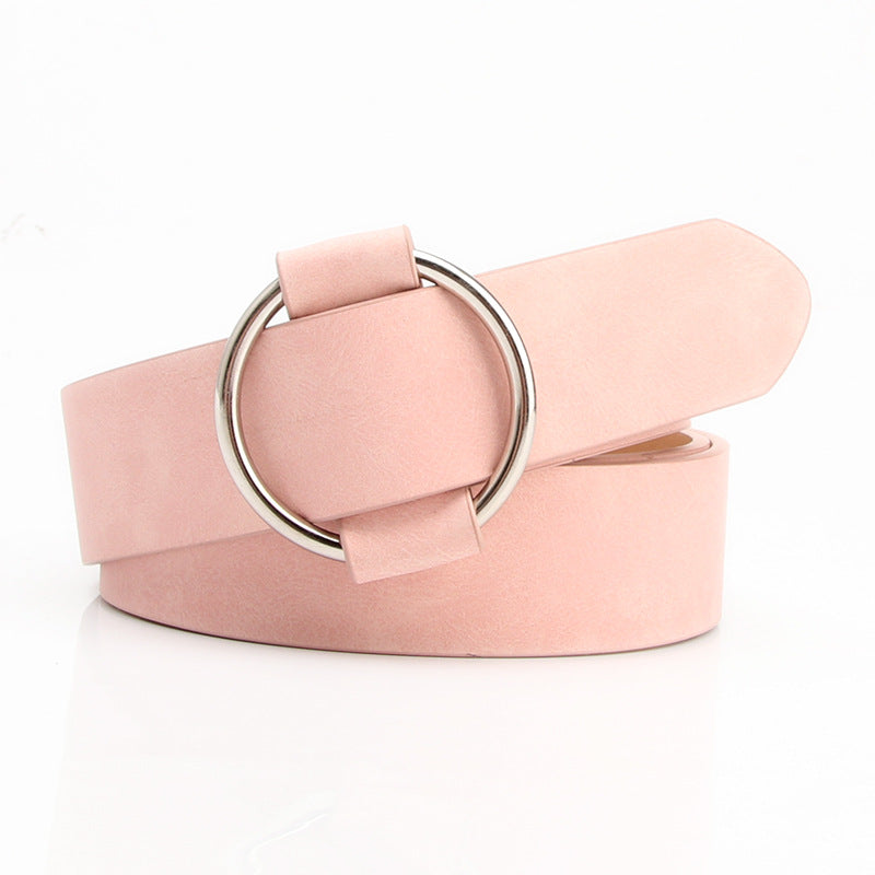 Women's Belt Round Buckle Needle Free Adjustment Versatile Dress Decorative Belt Non-hole Clothing Matching Trouser Belt Factory