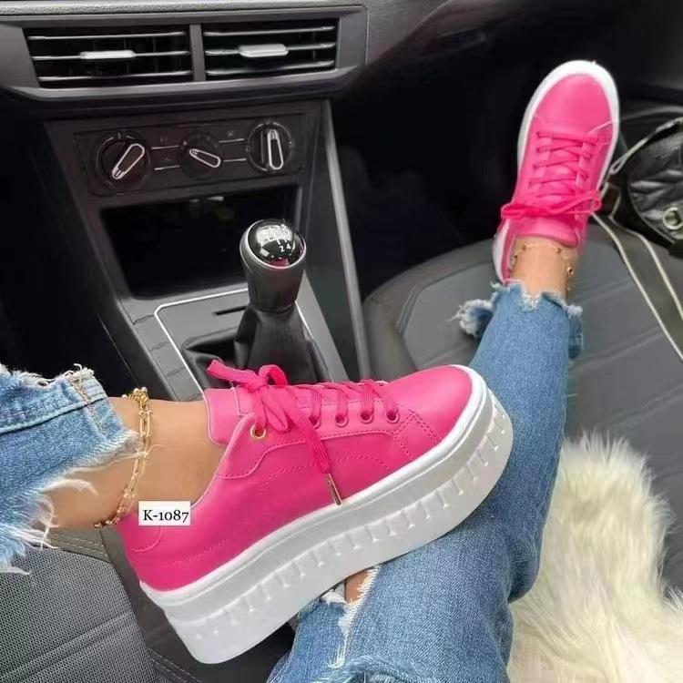 Wish cross-border large size foreign trade shoes women's thick-soled lace-up casual flat shoes women's shoes Korean style trendy couple shoes wholesale