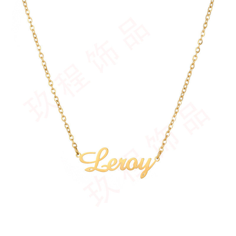 [One piece custom] Stainless steel English letter pendant electroplated with 18K gold customized name necklace bracelet