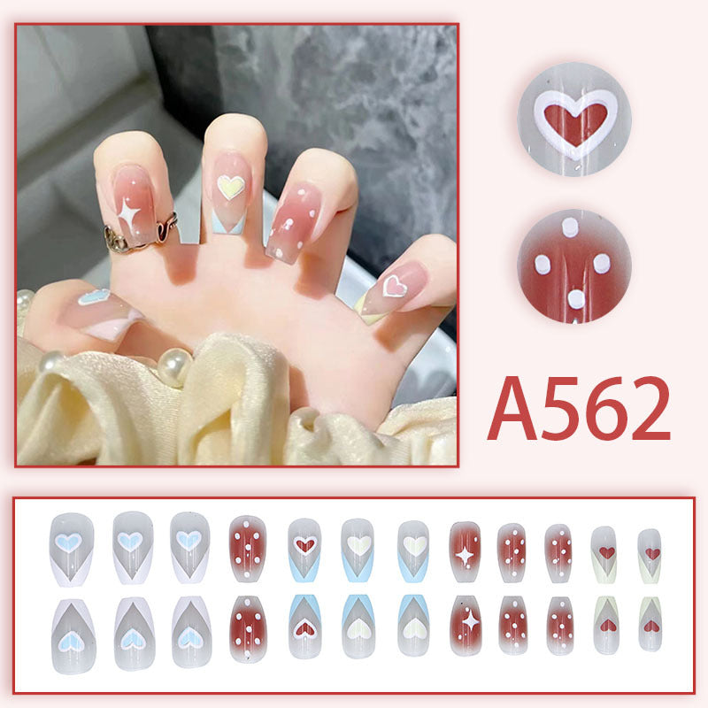 Winter fresh and simple pure lust style bride dance wear nails rainbow love rose fake nails wholesale