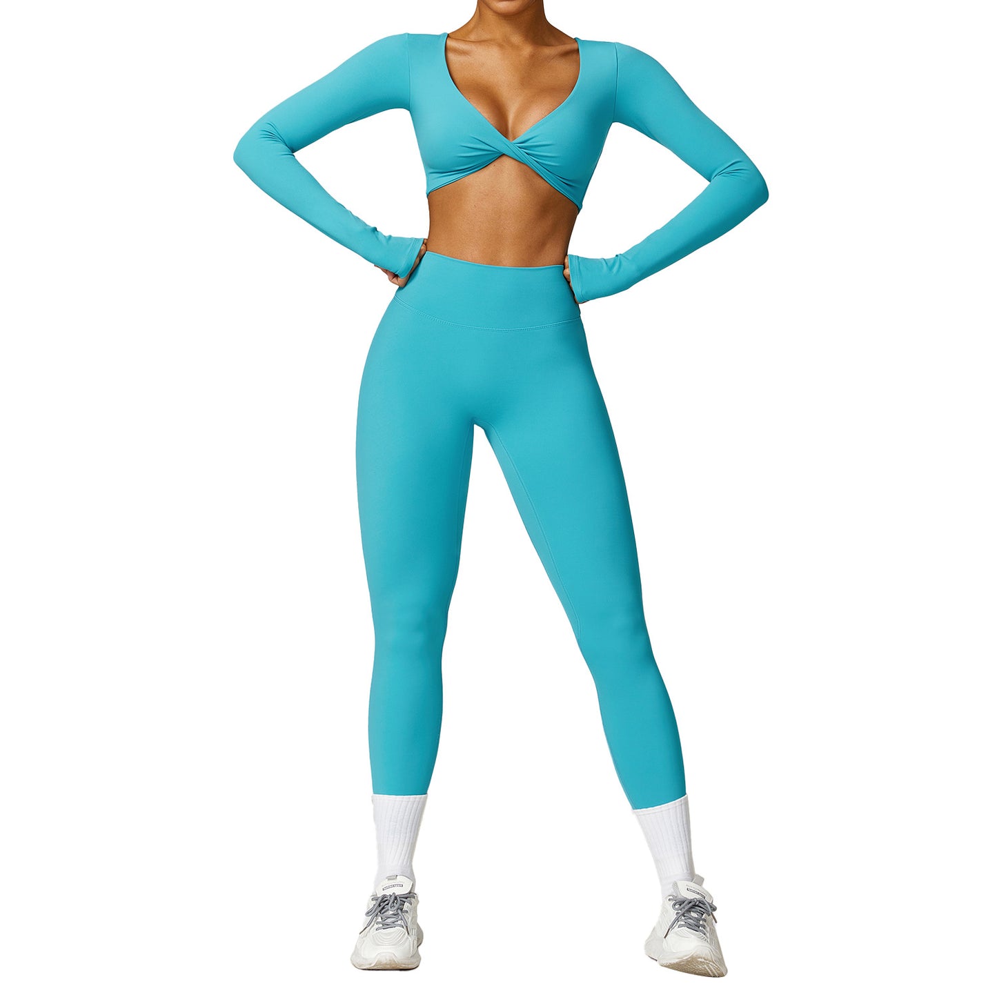 Zechuang sanded long-sleeved yoga suit sexy outerwear tight sports suit quick-drying running fitness clothes 8552