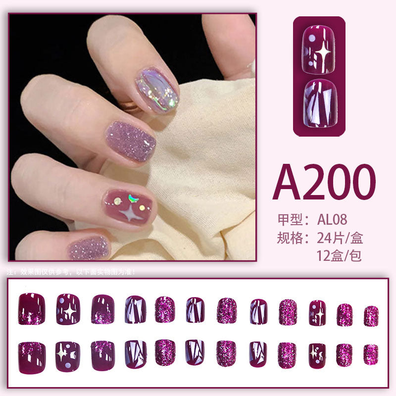 Wearable manicure patches, removable fake nail patches, finished nail art patches, cross-border internet celebrity bride dance nail patches