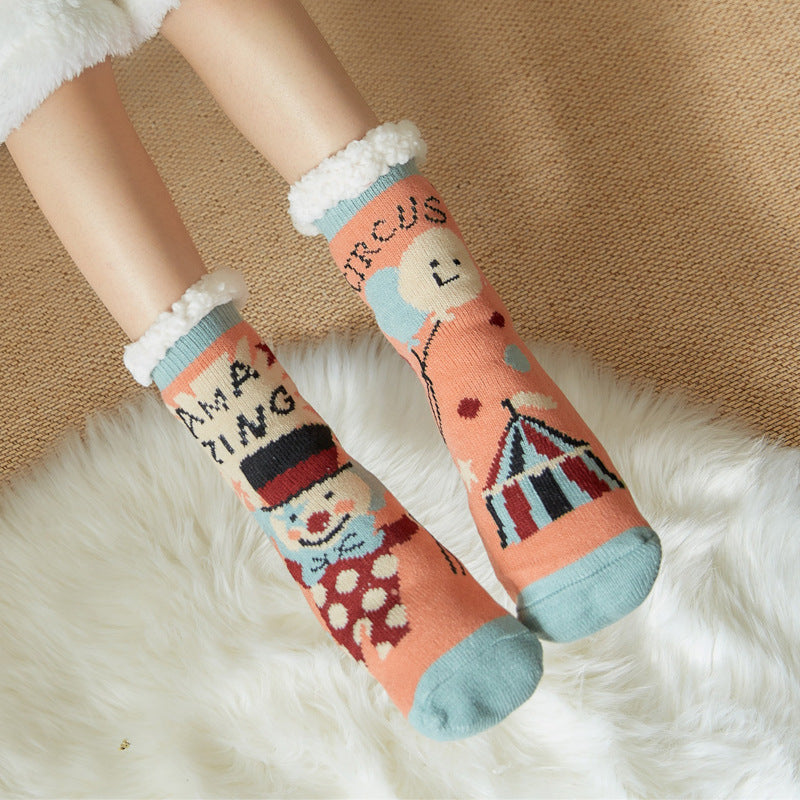 Winter Christmas socks floor socks snow socks confinement women plush coral fleece socks home sleeping socks carpet socks leg cover