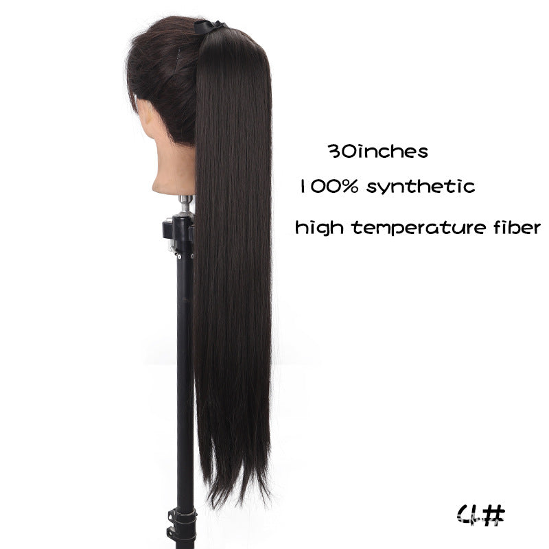 32 inches long straight hair foreign trade high temperature wig ponytail hair extension female long hair tie strap ponytail braid wig piece