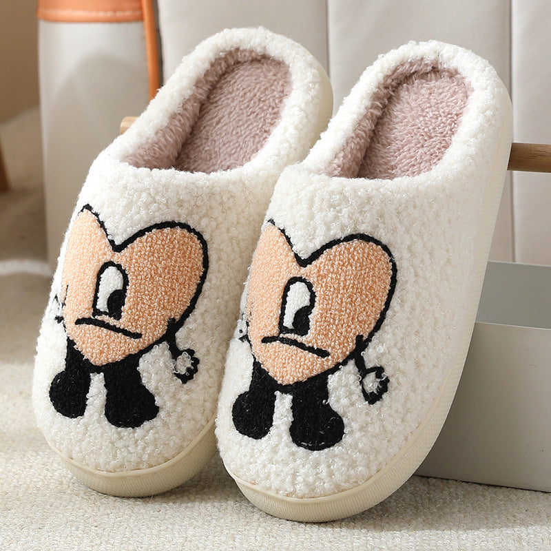 Winter men and women couple cotton slippers home indoor cute thick bottom cartoon non-slip slippers wholesale