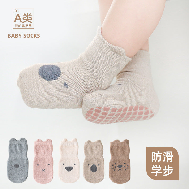 22 new spring and autumn children's floor socks combed cotton baby socks baby non-slip toddler socks cartoon mid-tube cotton socks