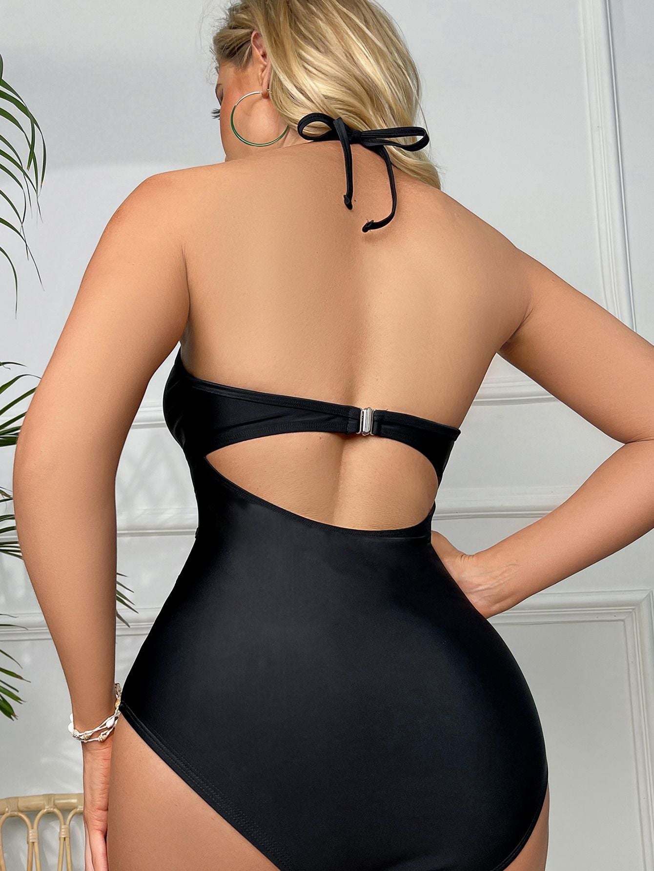 2023 new bikini European and American foreign trade cross-border black one-piece high-waisted sexy bikini swimsuit for women