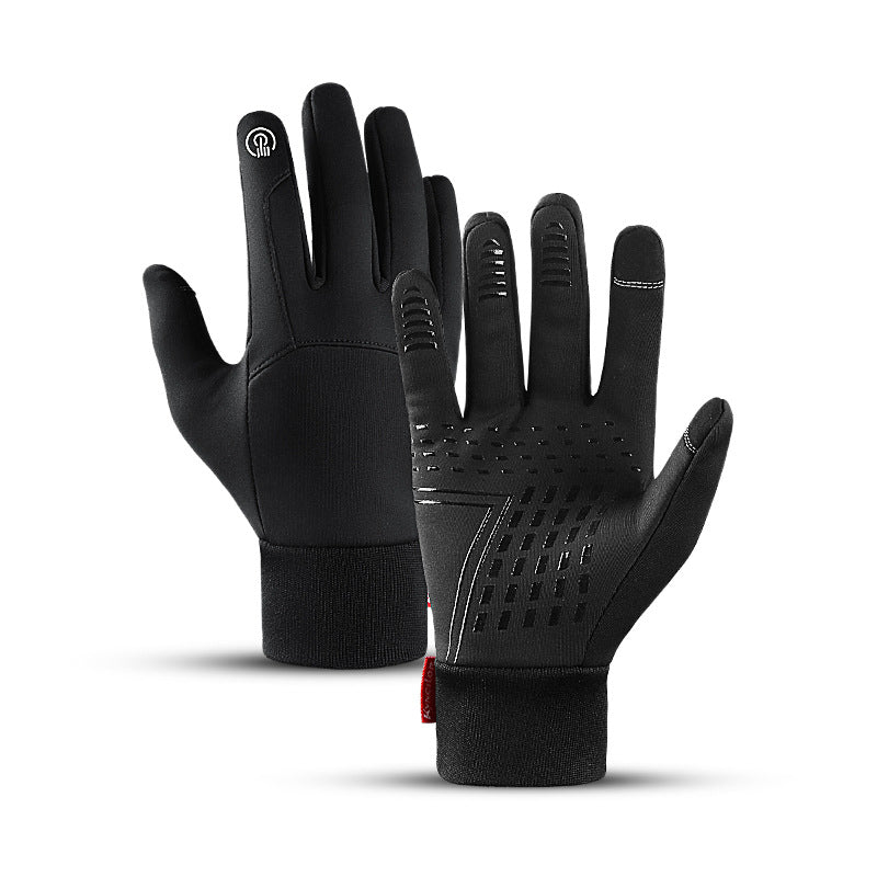 Wholesale outdoor autumn and winter sports touch screen windproof warm gloves for men and women, skiing and velvet riding gloves