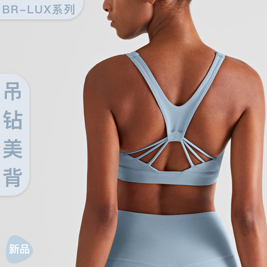 2023 new BR series shock-absorbing fitness sports bra V-shaped suspension bridge hollow beautiful back yoga bra vest for women