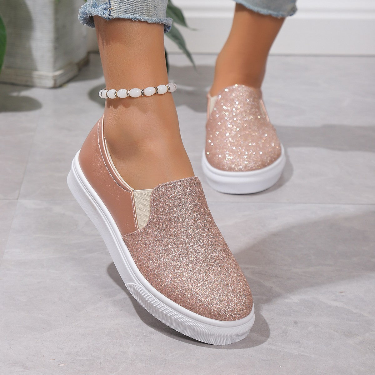 2023 autumn new foreign trade European and American women's shoes sneakers single shoes flat shoes one-leg casual shoes large size women's shoes