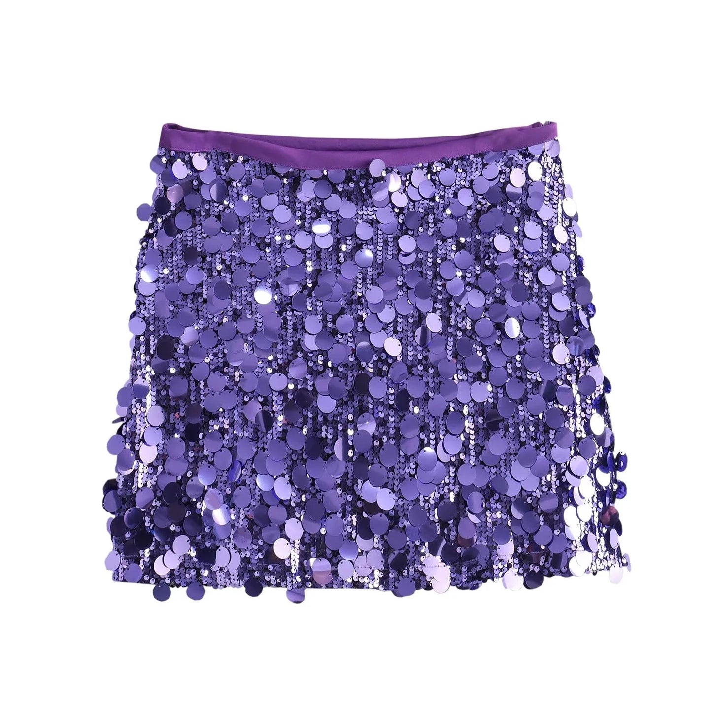 2023 Winter New European and American Style Sexy A-line Skirt High Waist Hip-wrapped Sequined Mini Skirt Women