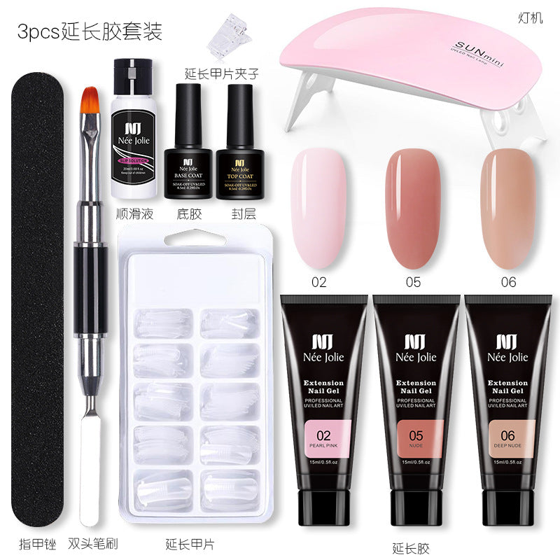 15ml nail extension glue set nail mold double-headed brush nail crystal extension glue set phototherapy gel