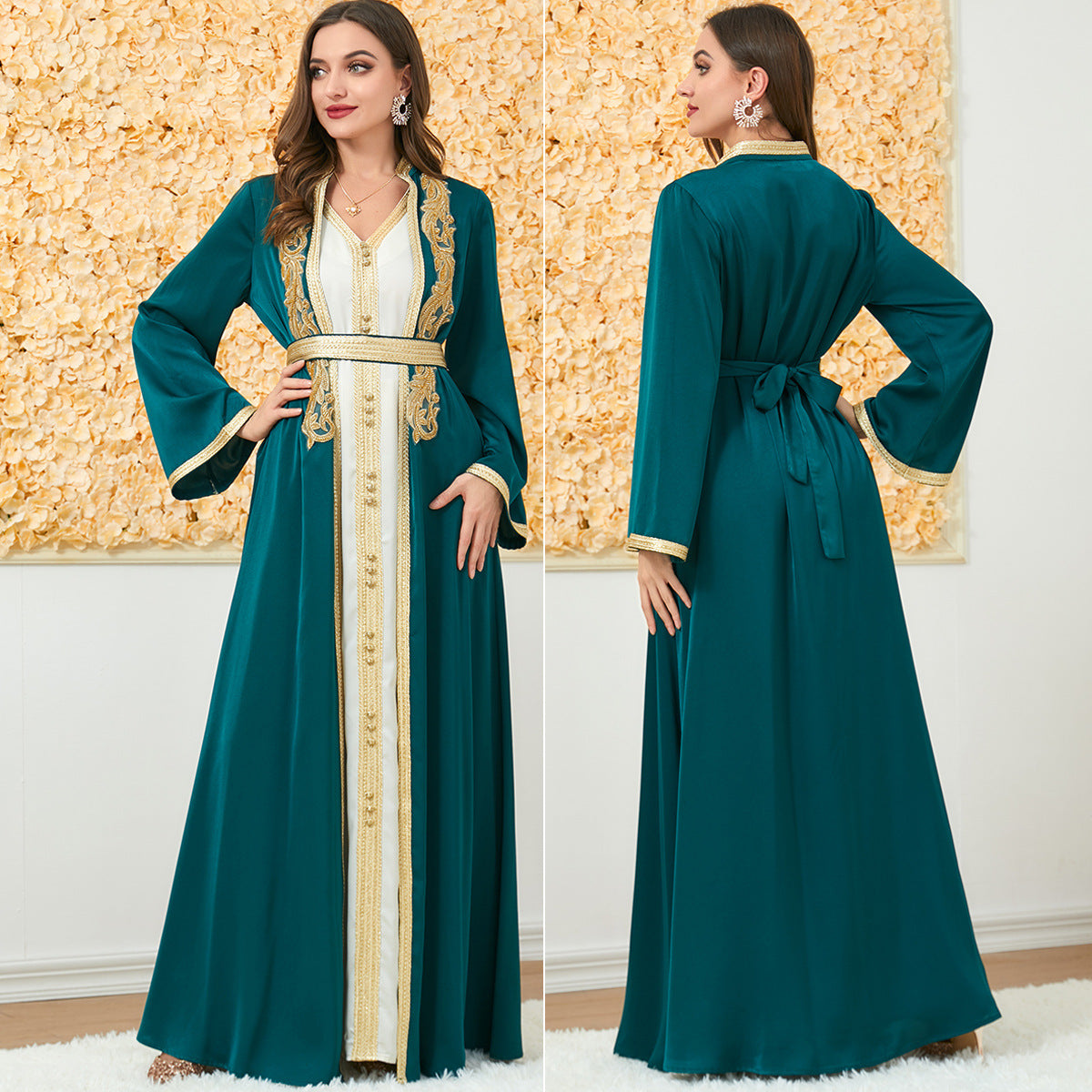 3189muslim dress new autumn and winter women's wear foreign trade two-piece long skirt cross-border long-sleeved dress