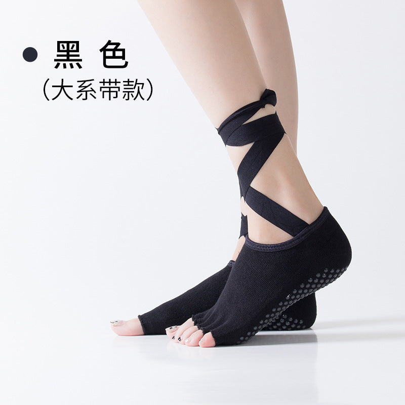 [Ready-to-ship direct] Lace-up five-finger split-toe yoga socks professional bodhi pull non-slip socks cross-border Amazon model