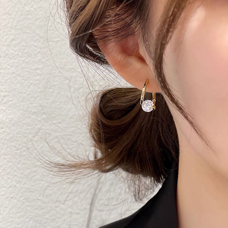 Zircon earrings women's 2022 new cold style earrings earrings ins style high-value earrings earrings